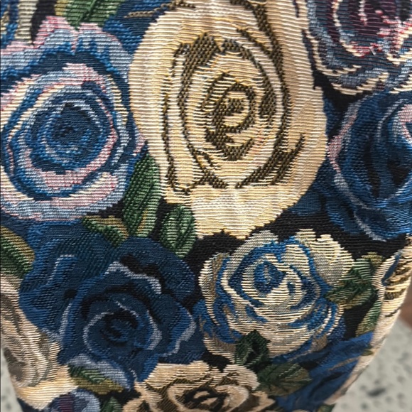 Jeffrey Campbell Canvas Blue Cream Platform Boots with Floral Design - Picture 4 of 8